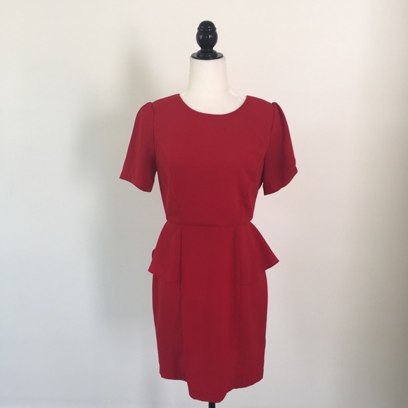 Red Peplum Dress - Picture 3 of 5